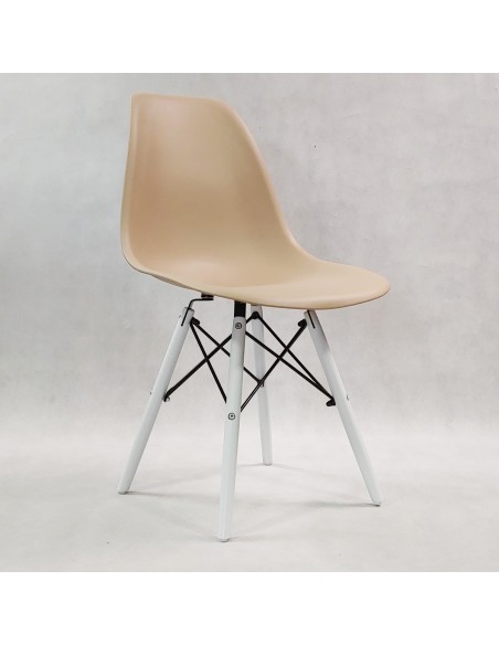Krzesło DSW Milano beżowe, nogi białe