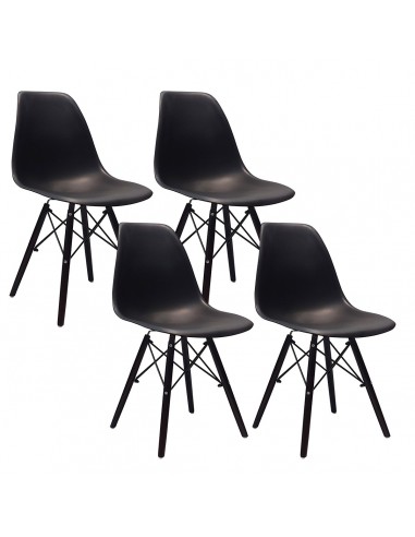 4 krzesła DSW Milano czarne, nogi wenge