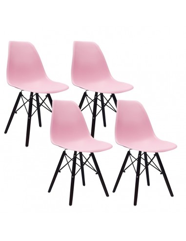 4 krzesła DSW Milano różowe, nogi wenge