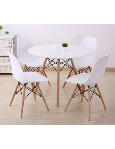 4 krzesła DSW Milano niebieskie, nogi wenge