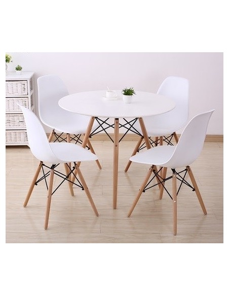4 krzesła DSW Milano niebieskie, nogi wenge