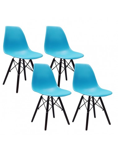 4 krzesła DSW Milano niebieskie, nogi wenge