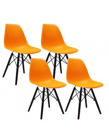 4 krzesła DSW Milano pomarańczowe, nogi wenge