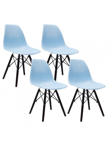 4 krzesła DSW Milano jasno niebieskie, nogi wenge