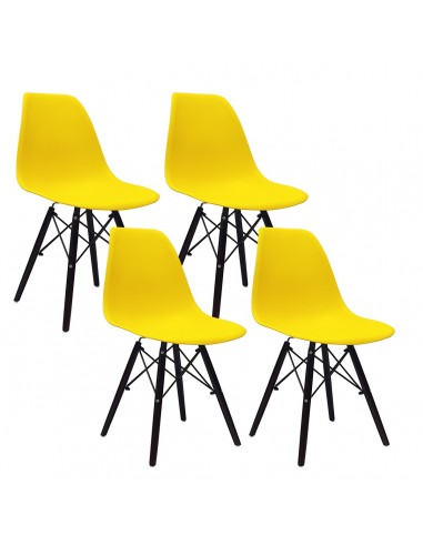 4 krzesła DSW Milano żółte, nogi wenge