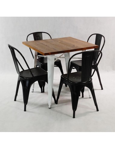 Zestaw stół PARIS czarny i 4 krzesła metalowe...