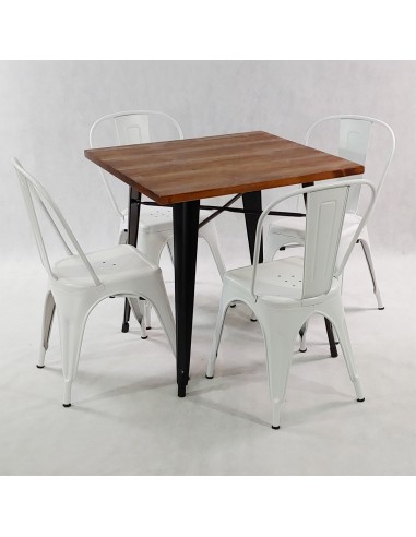 Zestaw stół PARIS biały i 4 czarne krzesła...