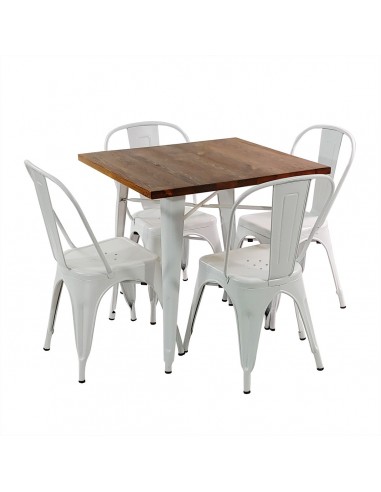 Zestaw stół PARIS biały i 4 białe krzesła metalowe PARIS