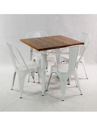 Zestaw stół PARIS biały i 2 czarne krzesła...