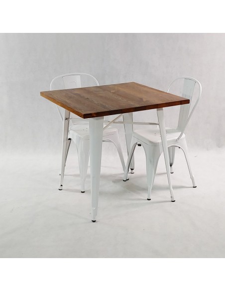 Zestaw stół PARIS biały i 2 białe krzesła metalowe PARIS