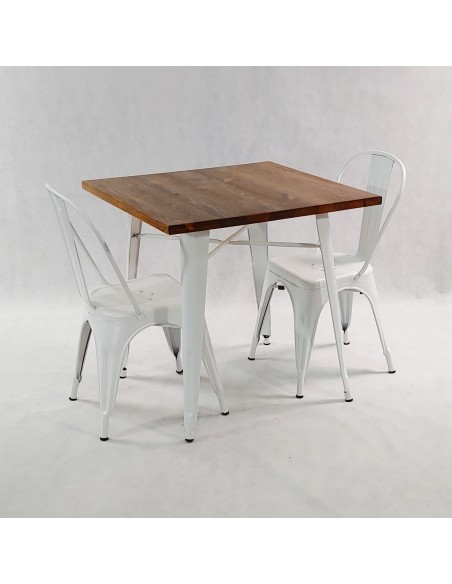 Zestaw stół PARIS biały i 2 białe krzesła metalowe PARIS