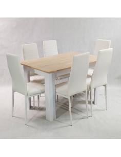 Zestaw stół Modern 120 SW i 6 białych krzeseł Nicea 2