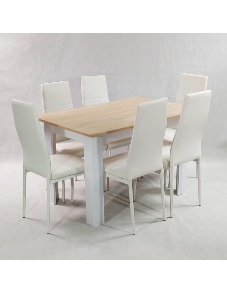Zestaw stół Modern 120 SW i 6 białych krzeseł Nicea