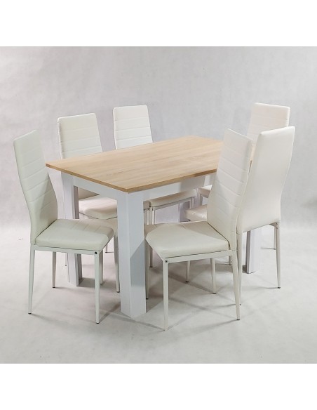 Zestaw stół Modern 120 SW i 6 białych krzeseł Nicea