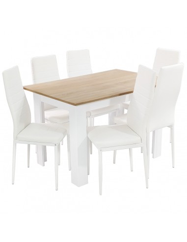 Zestaw stół Modern 120 SW i 6 białych krzeseł Nicea