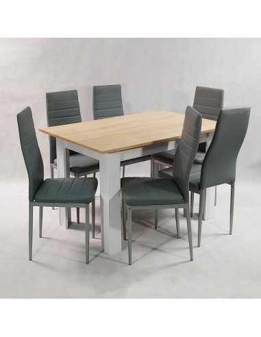 Zestaw stół Modern 120 SW i 6 szarych krzeseł...