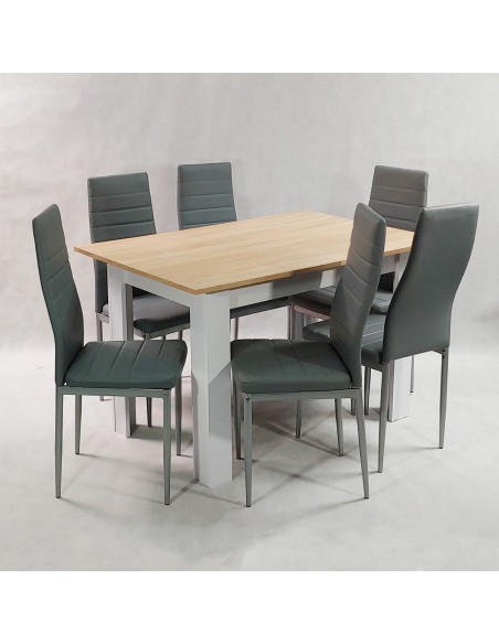 Zestaw stół Modern 120 SW i 6 szarych krzeseł Nicea