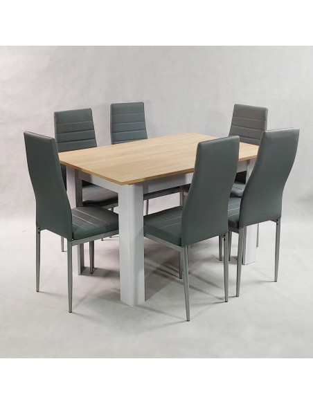 Zestaw stół Modern 120 SW i 6 szarych krzeseł Nicea