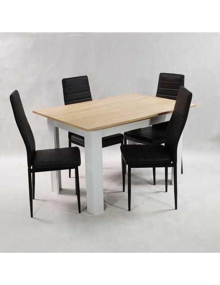 Zestaw stół Modern 120 SW i 4 czarne krzesła Nicea