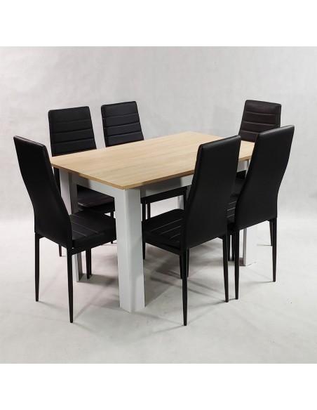Zestaw stół Modern 120 SW i 6 czarnych krzeseł Nicea