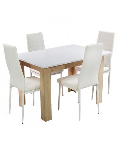 Zestaw stół Modern 120 WS i 4 białe krzesła Nicea