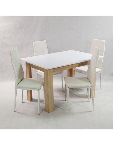 Zestaw stół Modern 120 WS i 4 białe krzesła Nicea