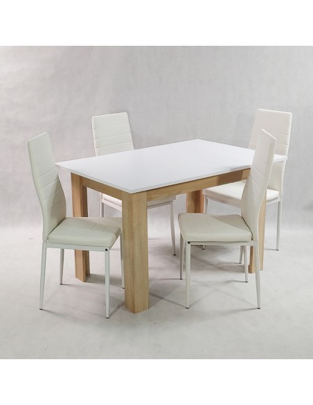 Zestaw stół Modern 120 WS i 4 białe krzesła Nicea