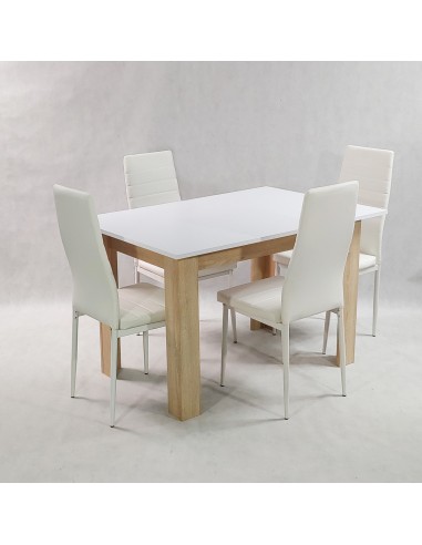 Zestaw stół Modern 120 WS i 4 białe krzesła Nicea