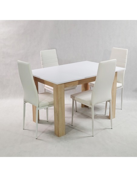 Zestaw stół Modern 120 WS i 4 białe krzesła Nicea
