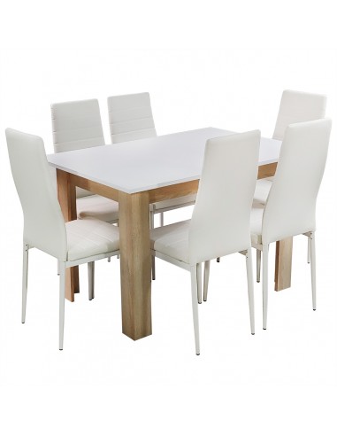 Zestaw stół Modern 120 WS i 6 białych krzeseł Nicea