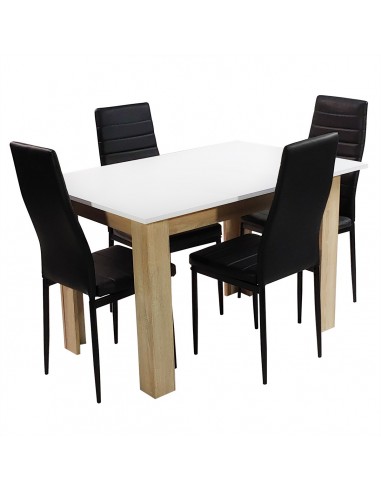 Zestaw stół Modern 120 WS i 4 czarne krzesła Nicea
