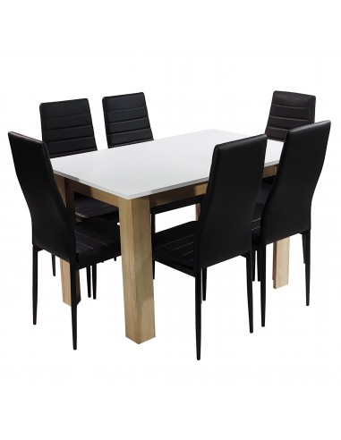 Zestaw stół Modern 120 WS i 6 czarnych krzeseł Nicea