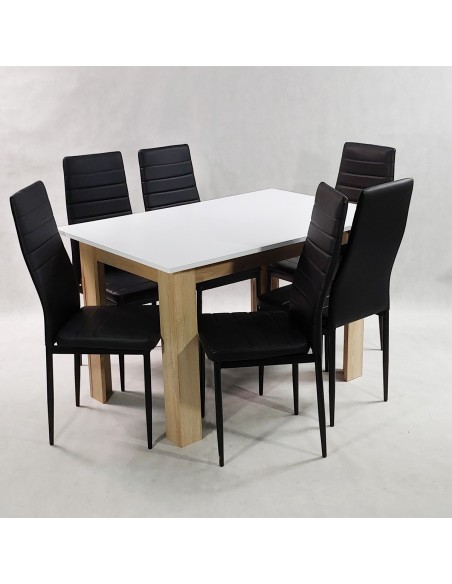 Zestaw stół Modern 120 WS i 6 czarnych krzeseł Nicea