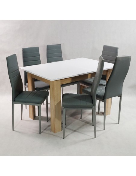Zestaw stół Modern 120 WS i 6 szarych krzeseł Nicea