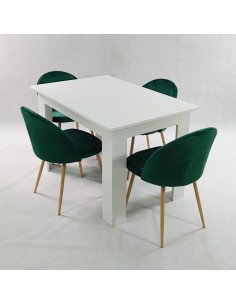 Stół MODERN 120 biały i 4 krzesła DENWER VELVET zielone 2