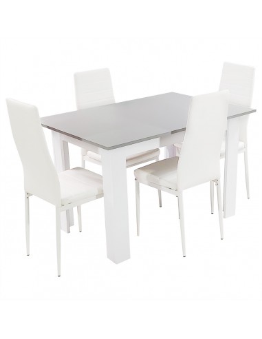Zestaw stół Modern 120 GW i 4 białe krzesła Nicea