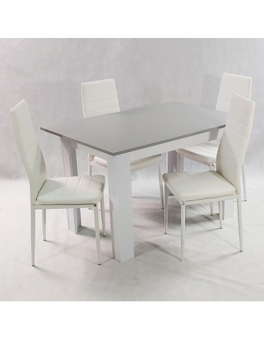 Zestaw stół Modern 120 GW i 4 białe krzesła Nicea