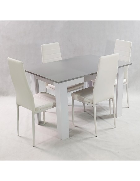Zestaw stół Modern 120 GW i 4 białe krzesła Nicea