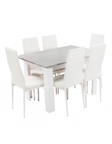 Zestaw stół Modern 120 GW i 6 białych krzeseł Nicea