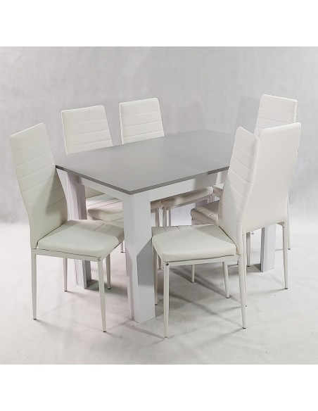 Zestaw stół Modern 120 GW i 6 białych krzeseł Nicea