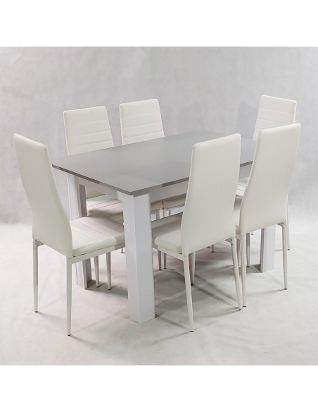 Zestaw stół Modern 120 GW i 6 białych krzeseł Nicea