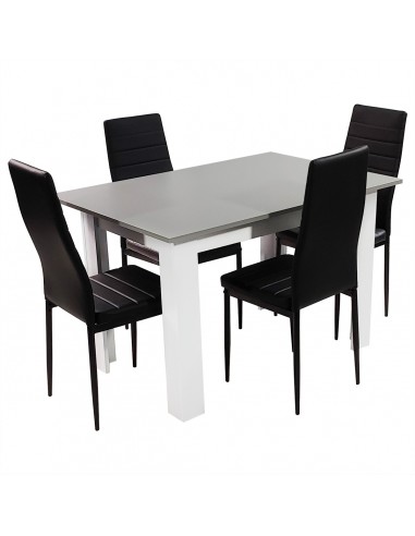 Zestaw stół Modern 120 GW i 4 czarne krzesła Nicea