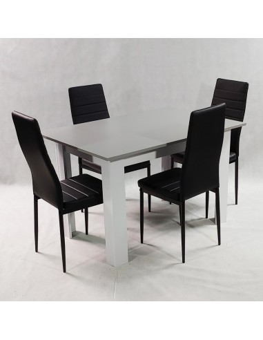 Zestaw stół Modern 120 GW i 4 czarne krzesła Nicea