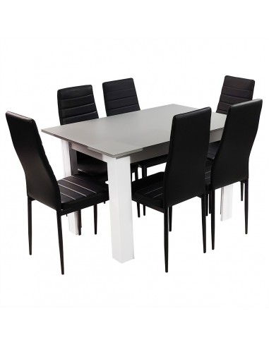 Zestaw stół Modern 120 GW i 6 czarnych krzeseł Nicea