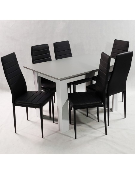 Zestaw stół Modern 120 GW i 6 czarnych krzeseł Nicea