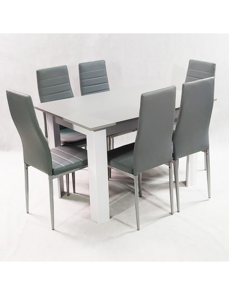 Zestaw stół Modern 120 GW i 6 szarych krzeseł Nicea