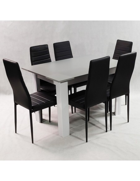 Zestaw stół Modern 120 GW i 6 szarych krzeseł Nicea