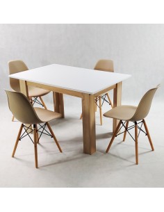 Zestaw stół Modern 120 WS i 4 krzesła Milano beżowe 2