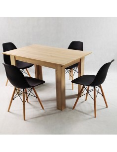Zestaw stół Modern 120 sonoma i 4 krzesła Milano czarne 2