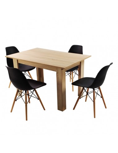 Zestaw stół Modern 120 sonoma i 4 krzesła Milano czarne